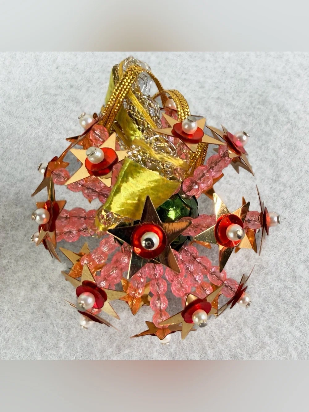 Atomic Starburst Cluster Star Pink Beaded Pushpins Christmas Ornament Vintage 2